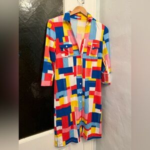 J. McLaughlin Colorful Geometric Midi Dress XS